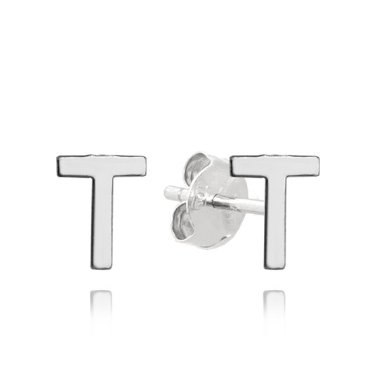 MINET Stříbrné náušnice písmeno "T"