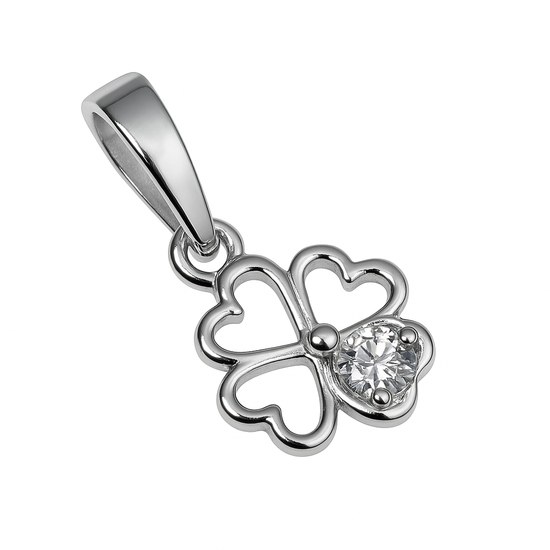 Stříbrný přívěsek Čtyřlístek se zirkony