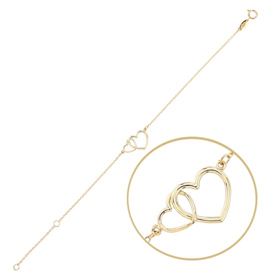 MINET Zlatý náramek se srdíčky Au 585/1000 1,05g