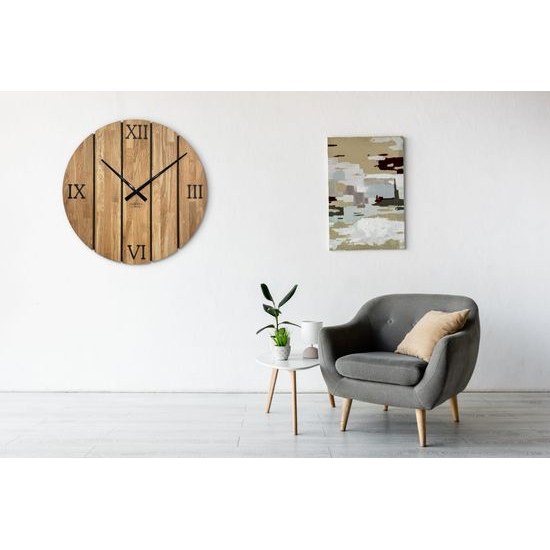 Flexistyle z246 - extra velké 80 cm nástěnné hodiny z přírodního dubu