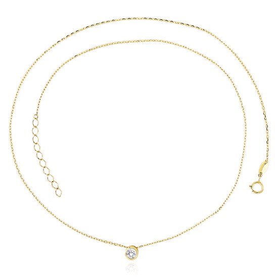 MINET Elegantní zlatý náhrdelník s bílým zirkonem Au 585/1000 1,75g