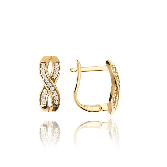 MINET Zlaté náušnice s bílými zirkony Au 585/1000 2,25g