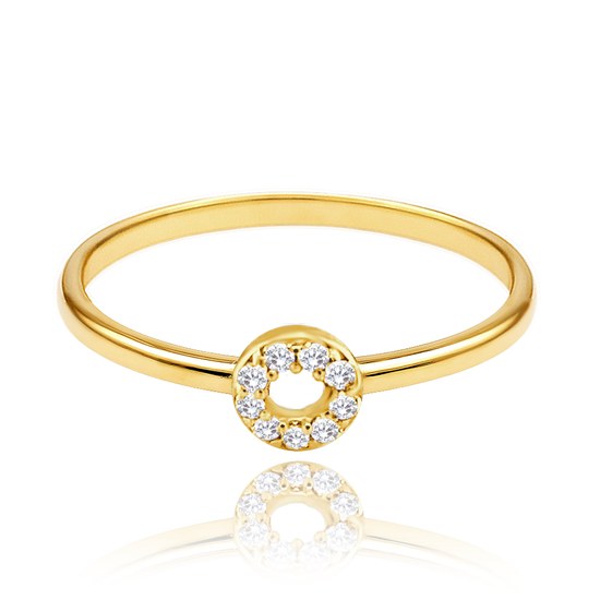 MINET Elegantní zlatý prsten s bílými zirkony Au 585/1000 JMG0027WGR