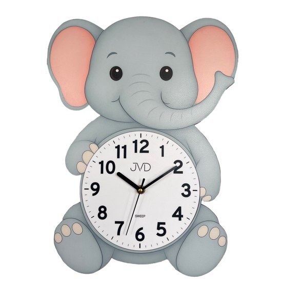 JVD HJ112 - Dětské hodiny s tichým chodem a motivem slůňátka