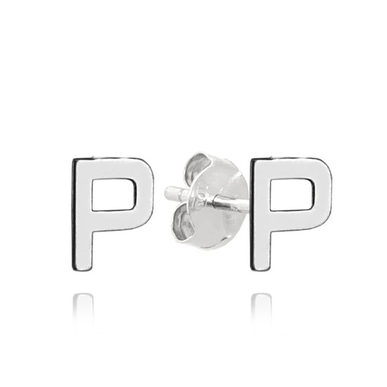 MINET Stříbrné náušnice písmeno "P"