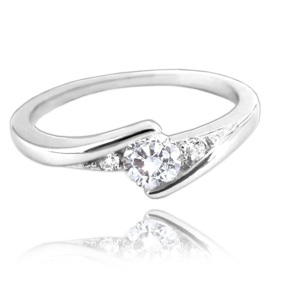 MINET Elegantní stříbrný prsten s bílými zirkony