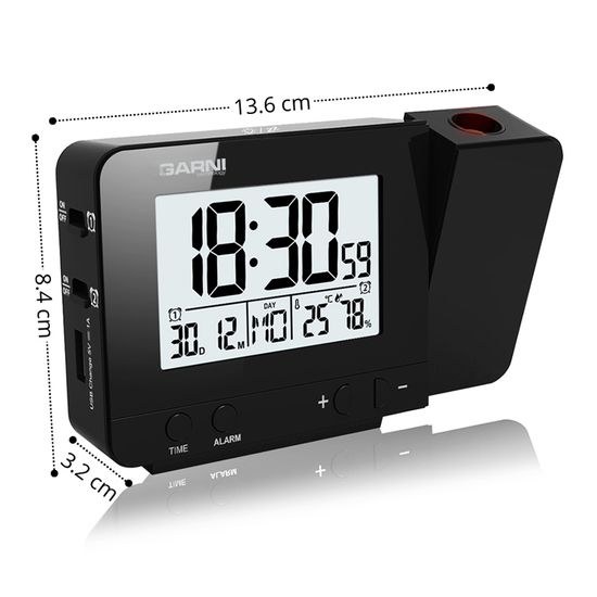 Digitální budík s projekcí času a vnitřní teploty GARNI 140