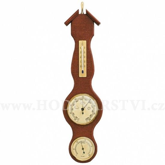 Barometr s teploměrem a vlhkoměrem na dřevěné podložce B203056