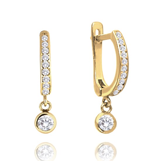 MINET Zlaté náušnice s bílými zirkony Au 585/1000 2,00g