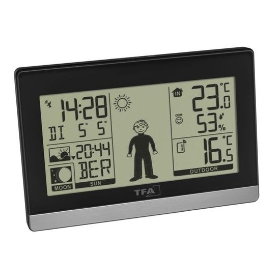 Domácí meteostanice s předpovědí počasí a postavičkou TFA 35.1159.01 WEATHER BOY - černá