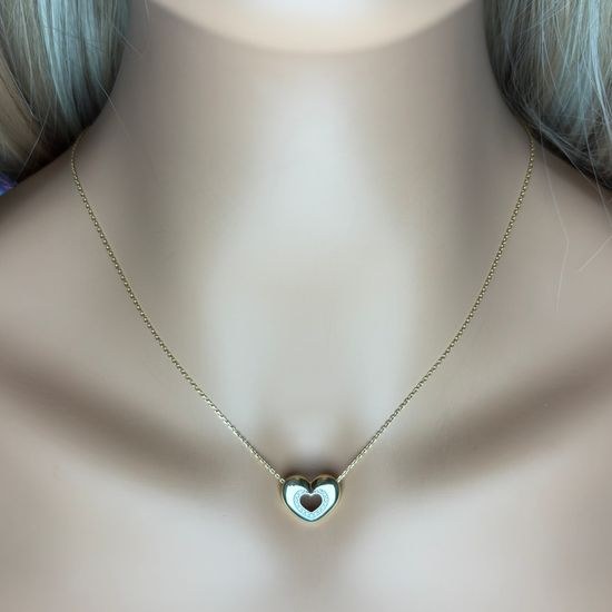 Zlatý náhrdelník srdce se zirkony