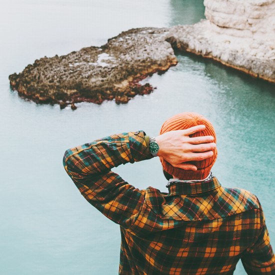 LAVVU Ocelové pánské hodinky BERGEN Green se svítícími čísly LWM0146