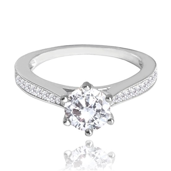 MINET Luxusní stříbrný prsten s bílými zirkony