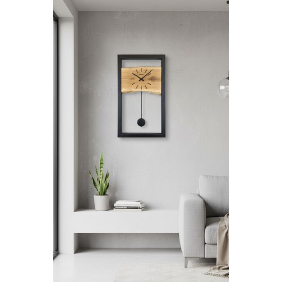 KUBRi 0140C - Kyvadlové hodiny české výroby s robustním kovovým rámem a dubovou základnou