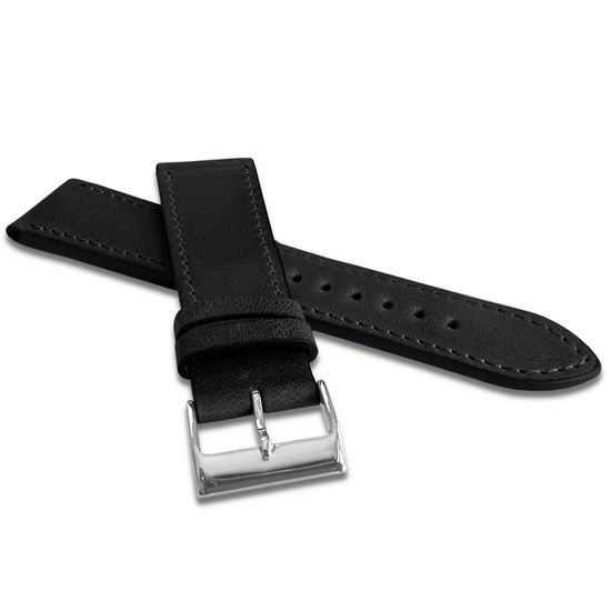 Černý prošitý řemínek LAVVU SLIM z luxusní kůže Top Grain - 24