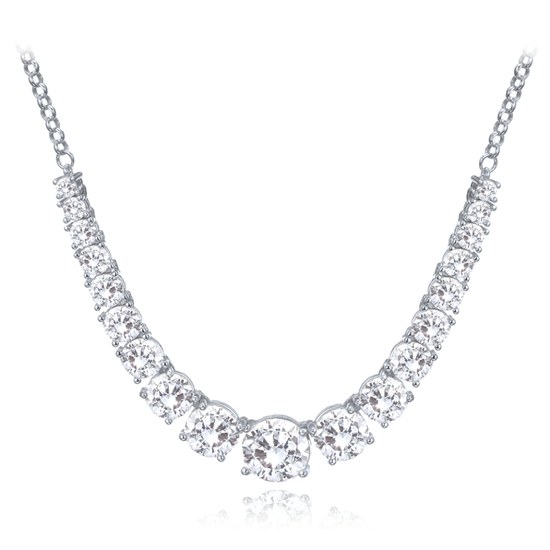 MINET Luxusní stříbrný náhrdelník s bílými zirkony Ag 925/1000 15,85g