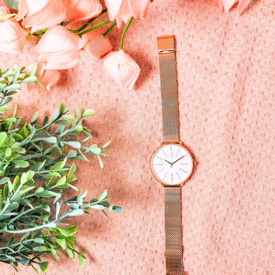 MINET Rose gold dámské hodinky PRAGUE MESH MWL5207