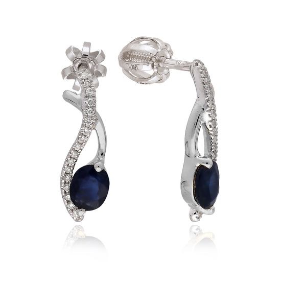 MOISS diamantové náušnice z bílého zlata SAFÍR