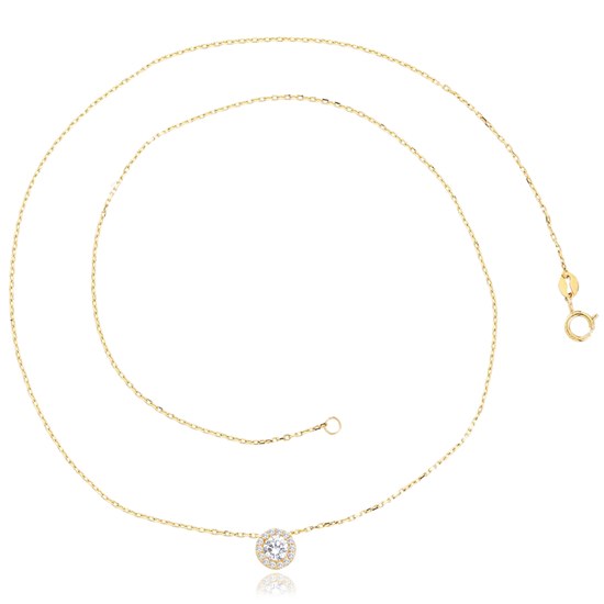 MINET Zlatý náhrdelník kroužek s bílými zirkony Au 585/1000 1,90g