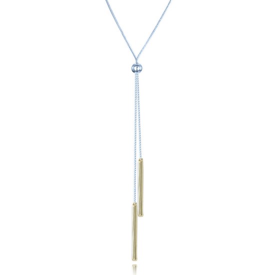 MINET Stříbrný bicolor náhrdelník se stahovacím zapínáním