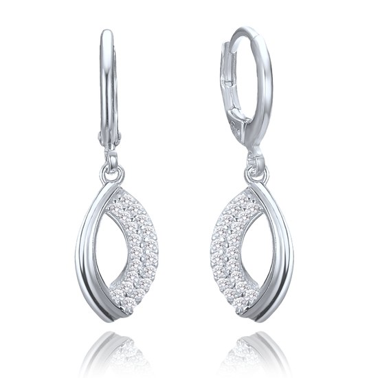 MINET Elegantní stříbrné náušnice s bílými zirkony