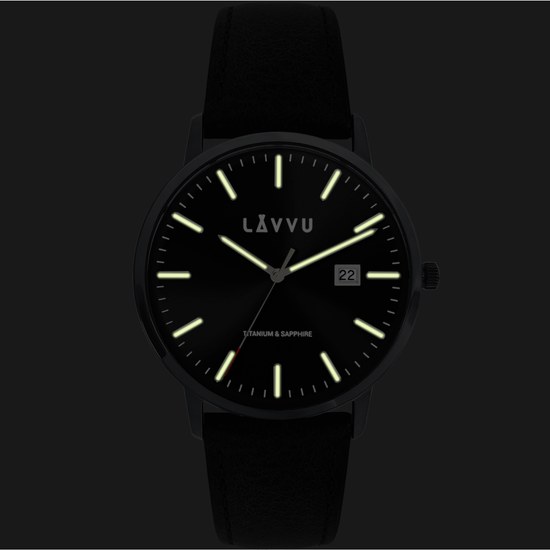 LAVVU Černé pánské hodinky Copenhagen Titanium Black