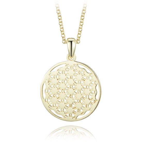 MINET Pozlacený stříbrný náhrdelník květ života