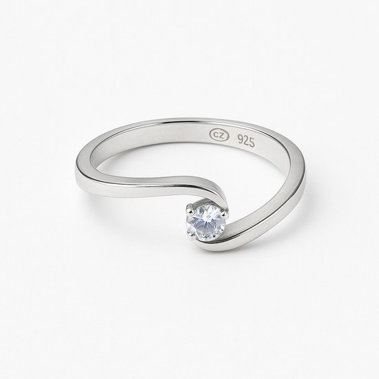 Zlatý prsten z bílého zlata se zirkonem