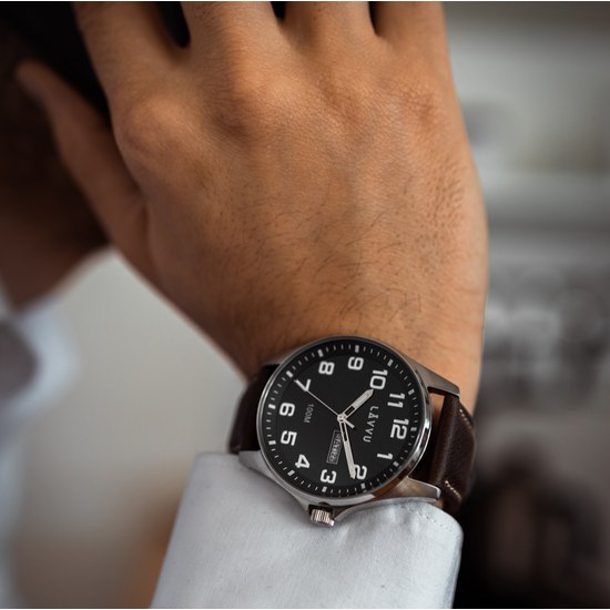 Ocelové pánské hodinky LAVVU LWM0145 BERGEN Black / Top Grain Leather