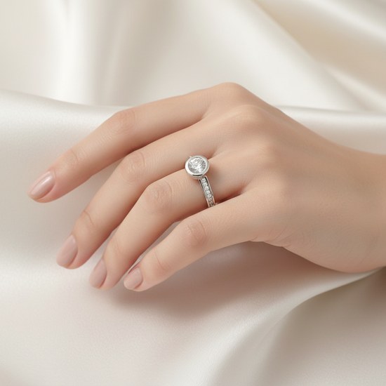 Zlatý prsten z bílého zlata se zirkony