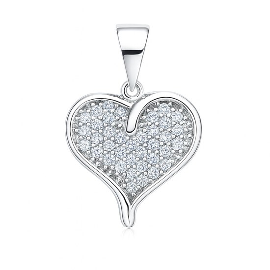 Zlatý 585/1000 přívěsek z bílého zlata srdce 30038