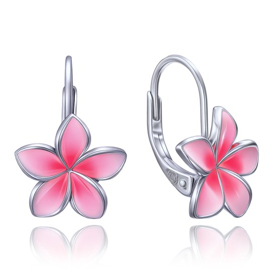 MINET Moderní stříbrné náušnice růžové kytičky