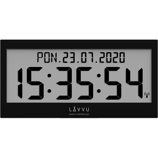 Černé digitální hodiny s češtinou LAVVU MODIG řízené rádiovým signálem LCX0011