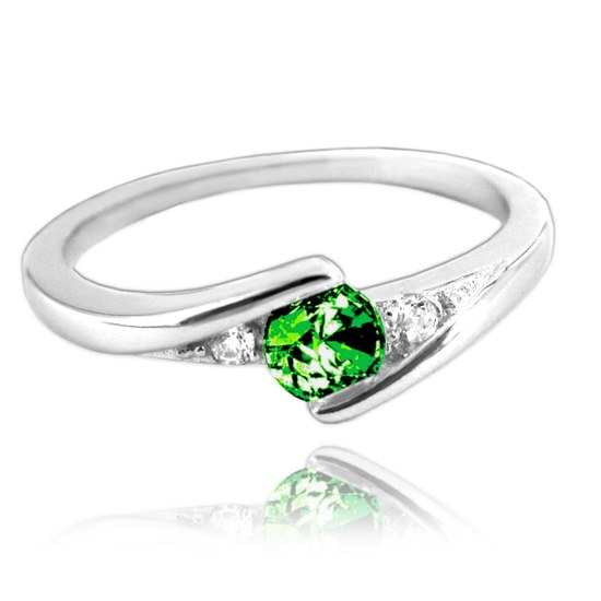 MINET Elegantní stříbrný 925/1000 prsten se zeleným zirkonem JMAN0046GR