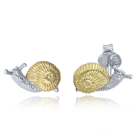 MINET Stříbrné náušnice šneci v kombinaci s pozlaceným stříbrem
