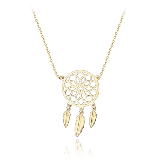 MINET Moderní zlatý náhrdelník lapač snů Au 585/1000 2,05g