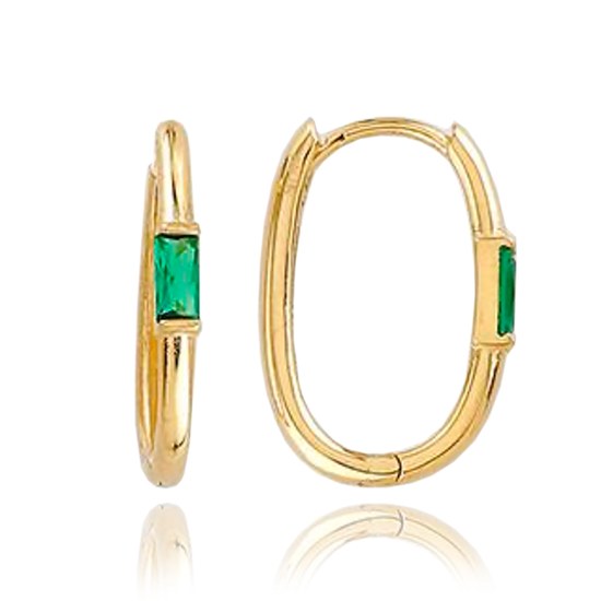 MINET Zlaté náušnice se zelenými zirkony Au 585/1000 1,50g