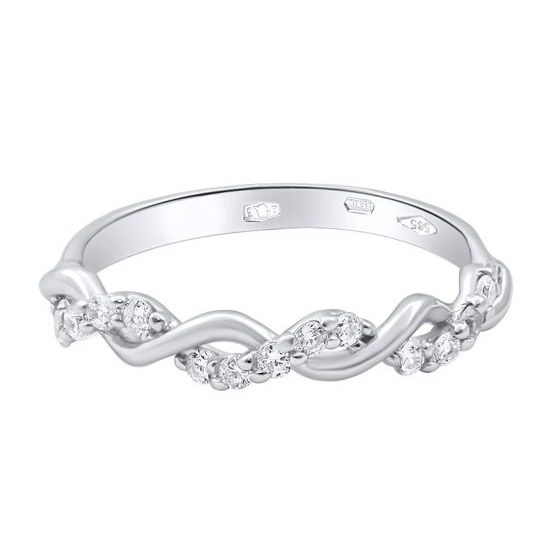 Zlatý 585/1000 prsten z bílého zlata s kameny NF275B