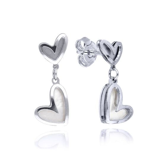 MOISS náušnice z bílého zlata SRDCE