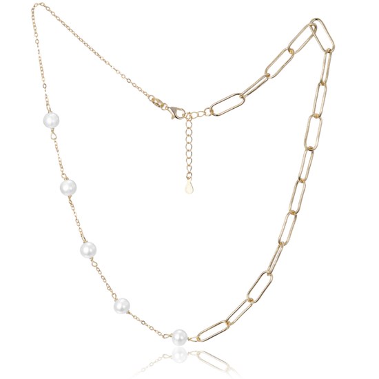 MINET Pozlacený stříbrný náhrdelník s přírodními perlami