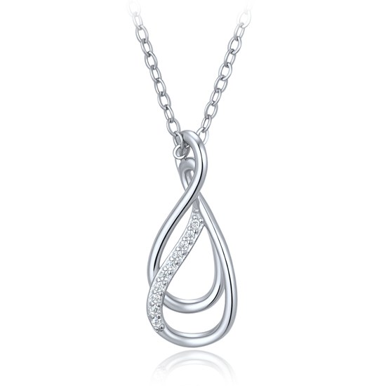 MINET Elegantní stříbrný 925/1000 náhrdelník s bílým zirkonem JMAS0351SN45