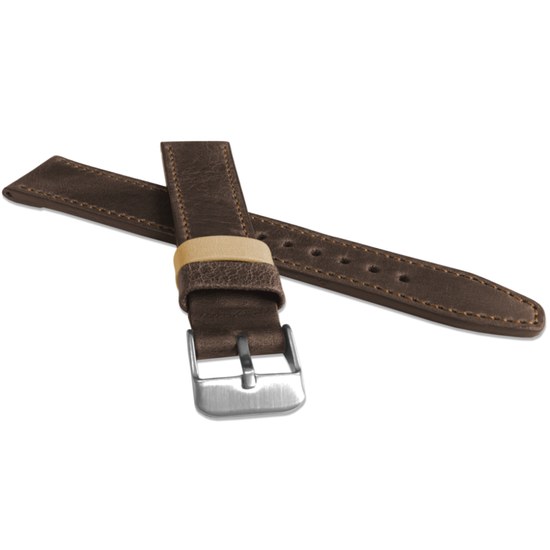 Tmavě hnědý prošitý řemínek LAVVU TAILOR z luxusní kůže Top Grain LSOUC24