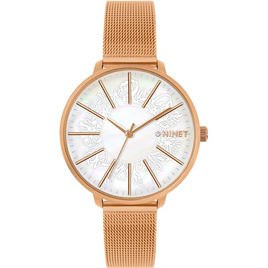MINET Rose gold dámské hodinky PRAGUE MESH MWL5207