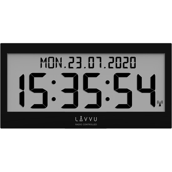 Černé digitální hodiny s češtinou LAVVU MODIG řízené rádiovým signálem LCX0011