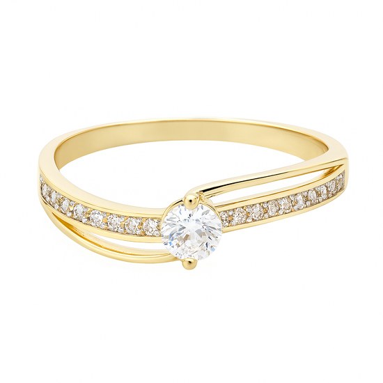 Zlatý 585/1000 prsten se zirkony NY55