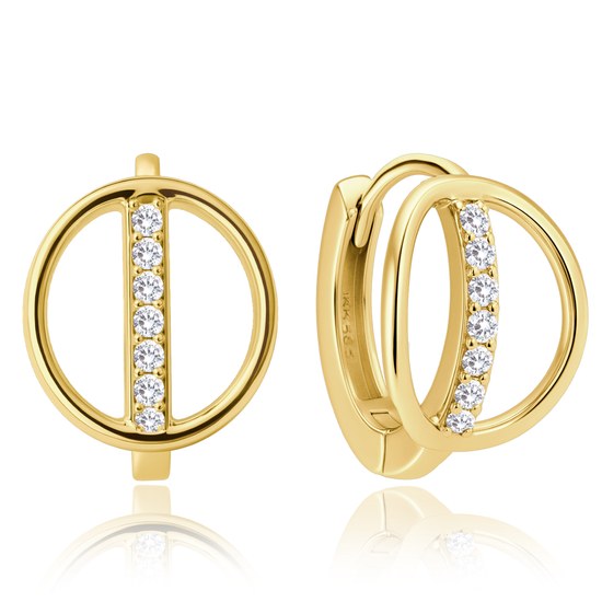 MINET Elegantní zlaté náušnice s bílými zirkony Au 585/1000 1,75g