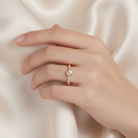 Zlatý 585/1000 prsten s briliantem 381.1253 0,08ct + 0,03