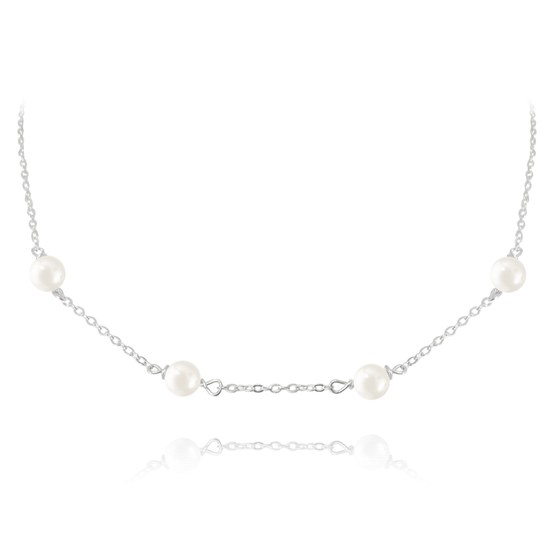 MINET Stříbrný náhrdelník s přírodními perlami