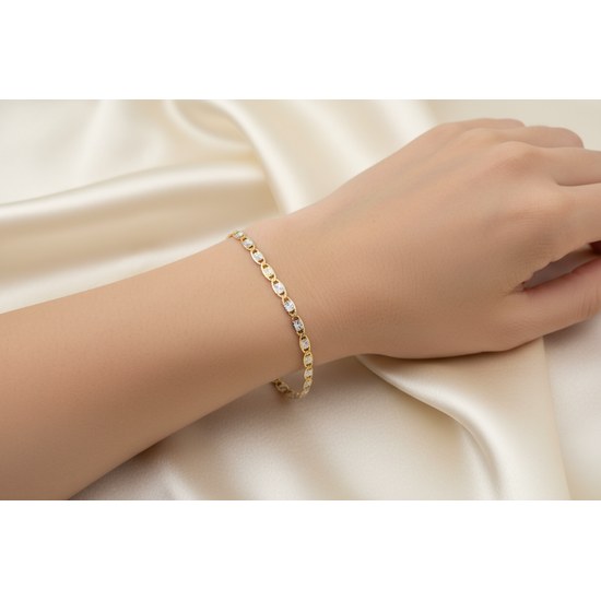 Zlatý 585/1000 náramek vícebarevný žiletkový 1666