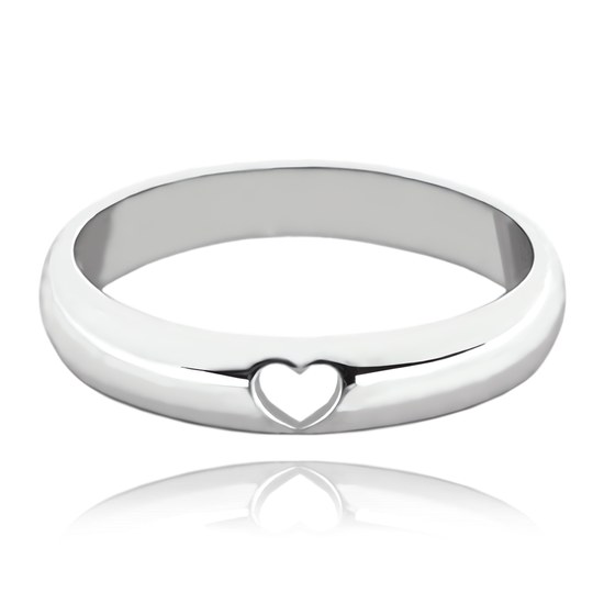 MINET+ Stříbrný snubní prsten se srdíčkem